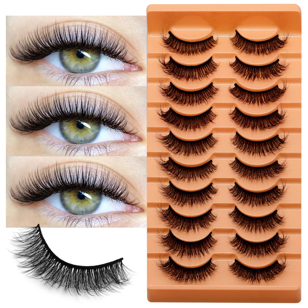 Faux Mink Lash - 10 أزواج من الرموش الصناعية 6D،
