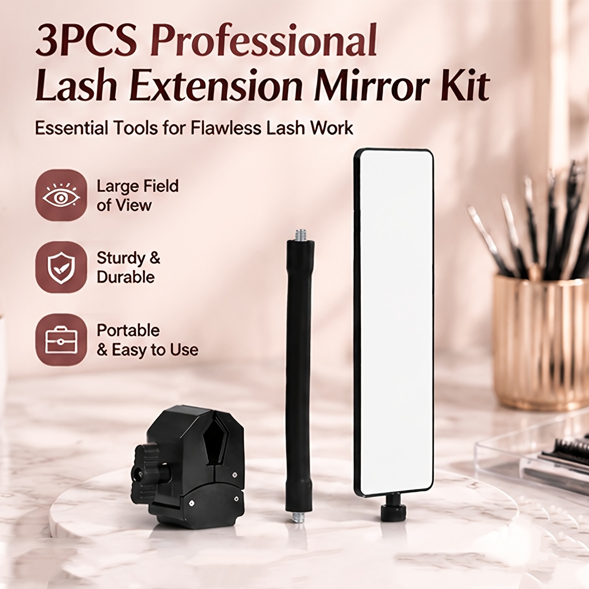 Lash Tile Palette - مجموعة من 3 مرايا احترافية لتمديد